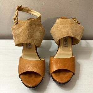 Jimmy Choo Suede Wooden Clog Platform Sandals size 39